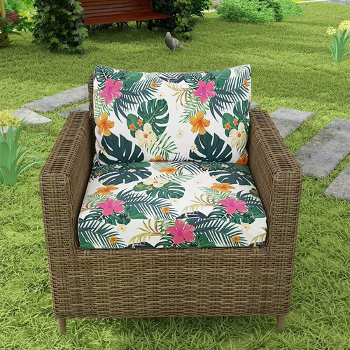 Tropical print sofa cushion - print,