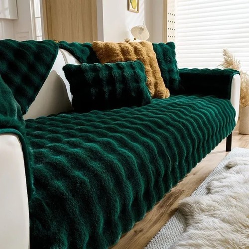Faux rabbit fur sofa cushion - sofa,